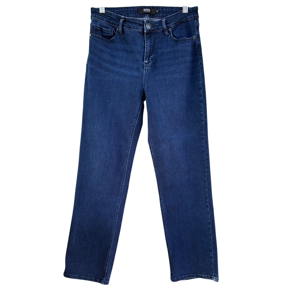 Hudson Los Angeles Womens Straight Leg Jeans Dark Wash Blue Size 8 Stretch Denim